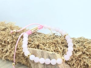 Bracelet Quartz rose Shamballa 6mm