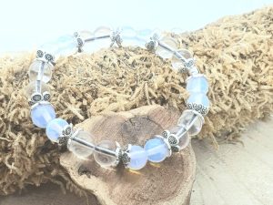 Bracelet Opaline & Cristal de Roche Fleur