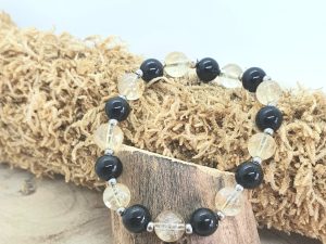 Collier Citrine & Onyx 8mm