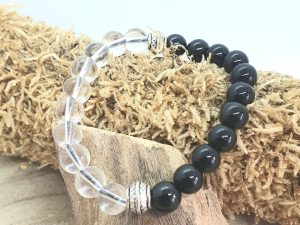 Bracelet Cristal de Roche & Onyx 8mm