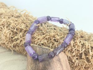 Bracelet Améthyste Pierre Tube & Perle 6mm