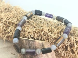 Bracelet Améthyste & Onyx & oeil de tigre & Labradorite