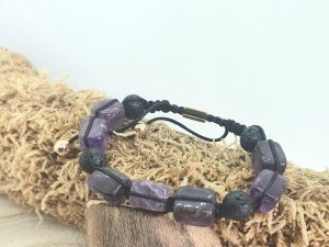 Bracelet Améthyste Pierre Carré
