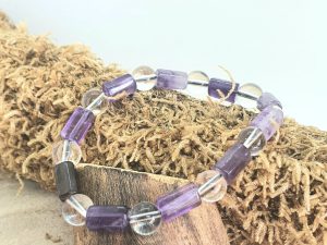 Bracelet Améthyste & Cristal pierre tube