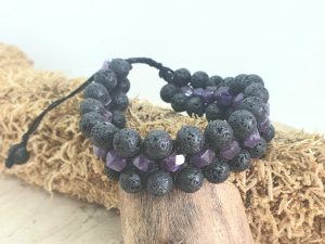 Bracelet Améthyste & Pierre de Lave