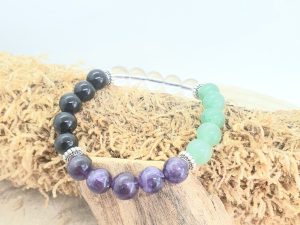 Bracelet Aventurine & Onyx & Améthyste & Cristal de Roche