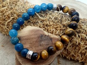 Bracelet Oeil de Tigre & Apatite Bleu 8mm