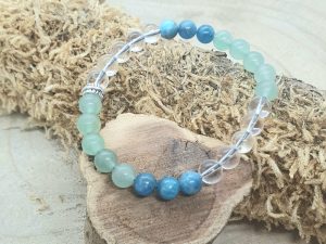 Bracelet Aventurine & Cristal de roche & Apatite Bleu