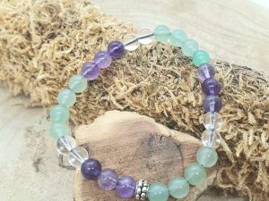 Bracelet Aventurine & Améthyste & Cristal de Roche