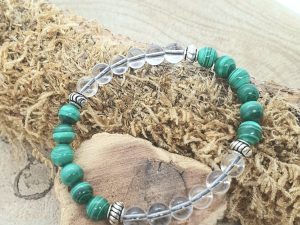 Bracelet Malachite & Cristal de Roche
