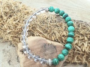Bracelet Malachite & Cristal de Roche