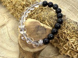 Bracelet Obsidienne oeil Céleste & Cristal de roche