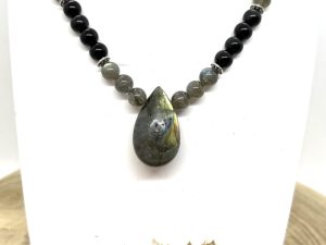 Collier Obsidienne oeil Céleste & Labradorite