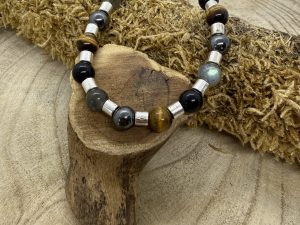Bracelet Labradorite & Oeil de tigre & Hematite & Onyx