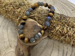 Bracelet en Labradorite & Oeil de tigre