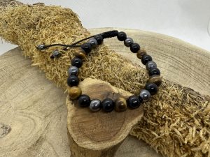 Bracelet Shamballa Onyx & Oeil de Tigre & Hématite 8mm