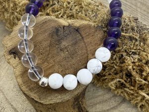 Bracelet Howlite Améthise & Cristal de roche