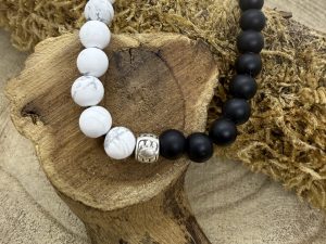 Bracelet Howlite & Onyx Mat 6mm