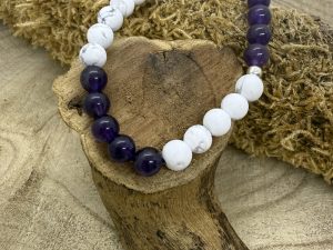 Bracelet Howlite & Améthyste 6mm