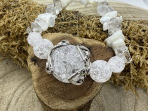 Bracelet Cristal de Roche et Nacre Blanc