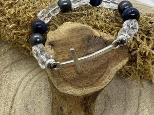 Bracelet Cristal de Roche & Oeil de Tigre Bleu