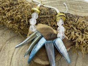 Bracelet Cristal de Roche & Nacre Bleu