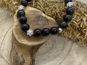 Bracelet Obsidienne Oeil céleste perle de 8mm