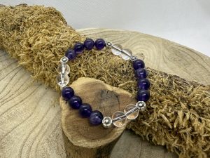 Bracelet Améthyste & Cristal de Roche Fleur