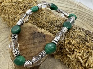 Bracelet Malachite & Cristal de Roche