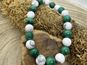 Bracelet Malachite & Howlite 8mm