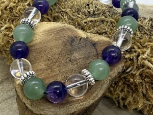 Bracelet Aventurine & Cristal de roche & Améthyste