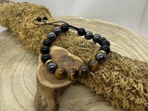 Bracelet Onyx & Hématite & Oeil de Tigre