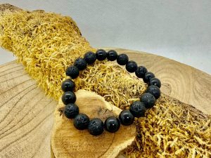 Bracelet tourmaline noire et pierre de lave