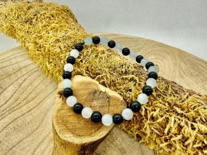 Bracelet tourmaline noire et aigue marine