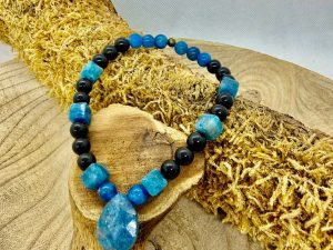 Bracelet tourmaline noire et apatite bleu