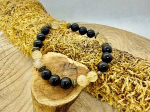 Bracelet tourmaline noire et citrine