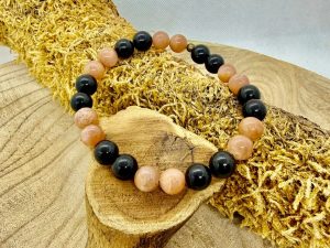 Bracelet tourmaline noire et pierre de soleil