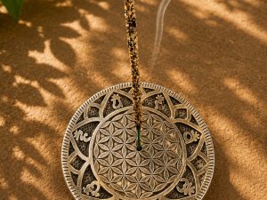 Porte-Encens Fleur de Vie en Métal Artisanal – Support pour Bâtonnets d’Encens